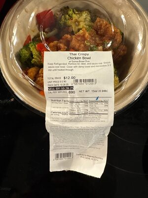 Thai Crispy Chicken Bowl W/ Quinoa Brown Rice