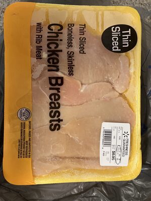 Thin Sliced Boneless Skinless Chicken Breasts With Rib Meat