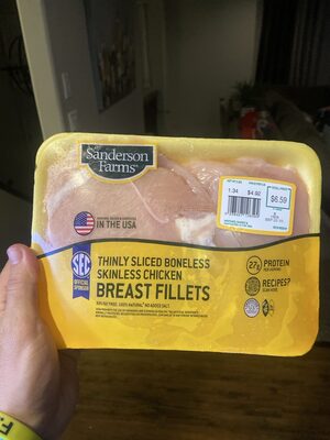 Thinly Sliced Boneless Skinless Chicken Breast Fillets