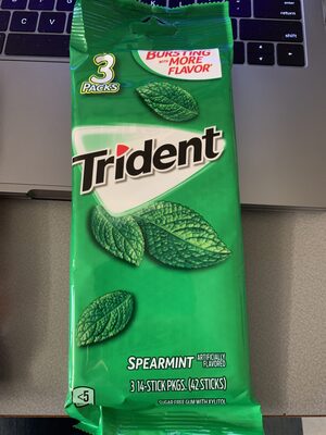 Trident gum spearmint sugar free1x3 pk