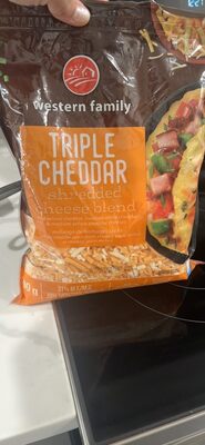 TRIPLE CHEDDAR shredded cheese blend mild yellow cheddar, medium white cheddar & medium yellow cheddar cheeses