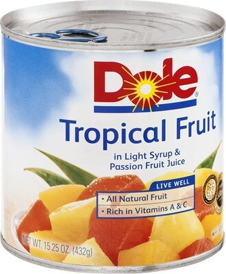 Tropical fruit in light syrup & passionfruit juice