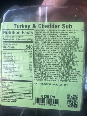 turkey and cheddar sub