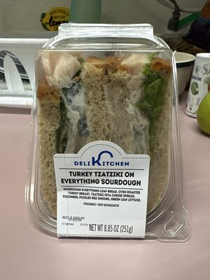 Turkey tzatziki on everything sourdough