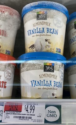 Vanilla bean almondmilk non - dairy frozen dessert, vanilla bean