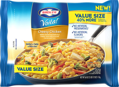 Voila! white chicken and pasta in a cheese sauce with broccoli