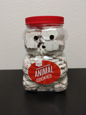 White fudge animal cookies, white fudge