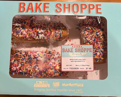 White Iced Long John With Sprinkles