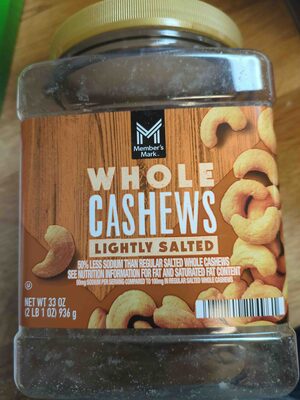 Whole cashews, lightly salted