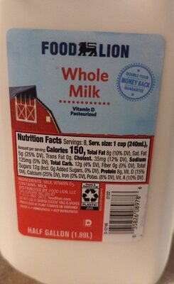 Whole Milk Vitamin D Pasteurized