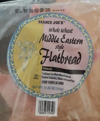 Whole wheat middle Eastern style flatbread