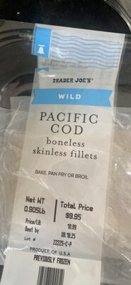 WILD PACIFIC COD boneless skinless fillets