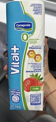 Yogur descremado con puré de frutilla