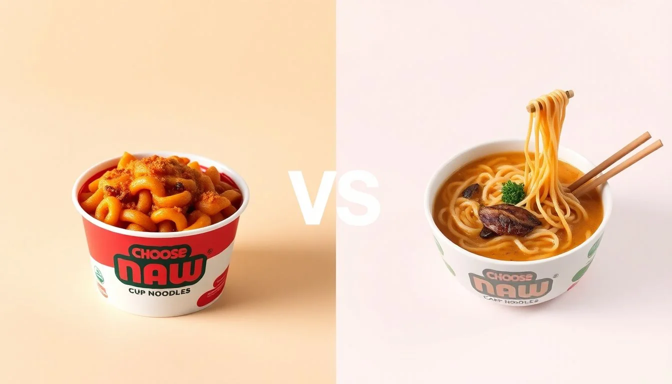 Cup Noodles Stir Fry vs Nissintop ramen ramen noodle soup choose