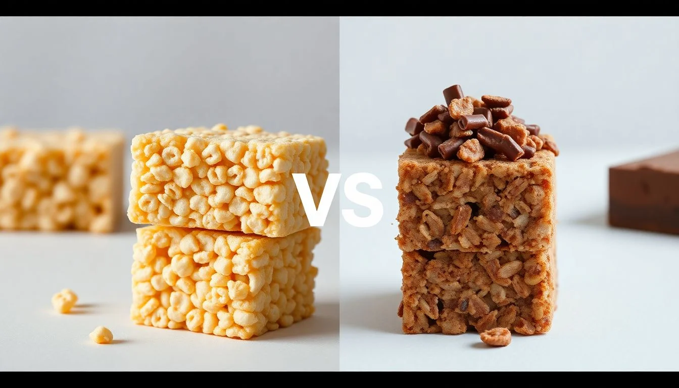 Homestyle rice krispies treats vs Chocolatey delight crunchy wheat & rice flakes with choc