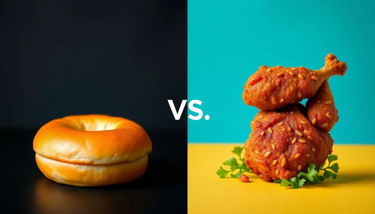 Mini Bagel vs Plant Chicken Pieces