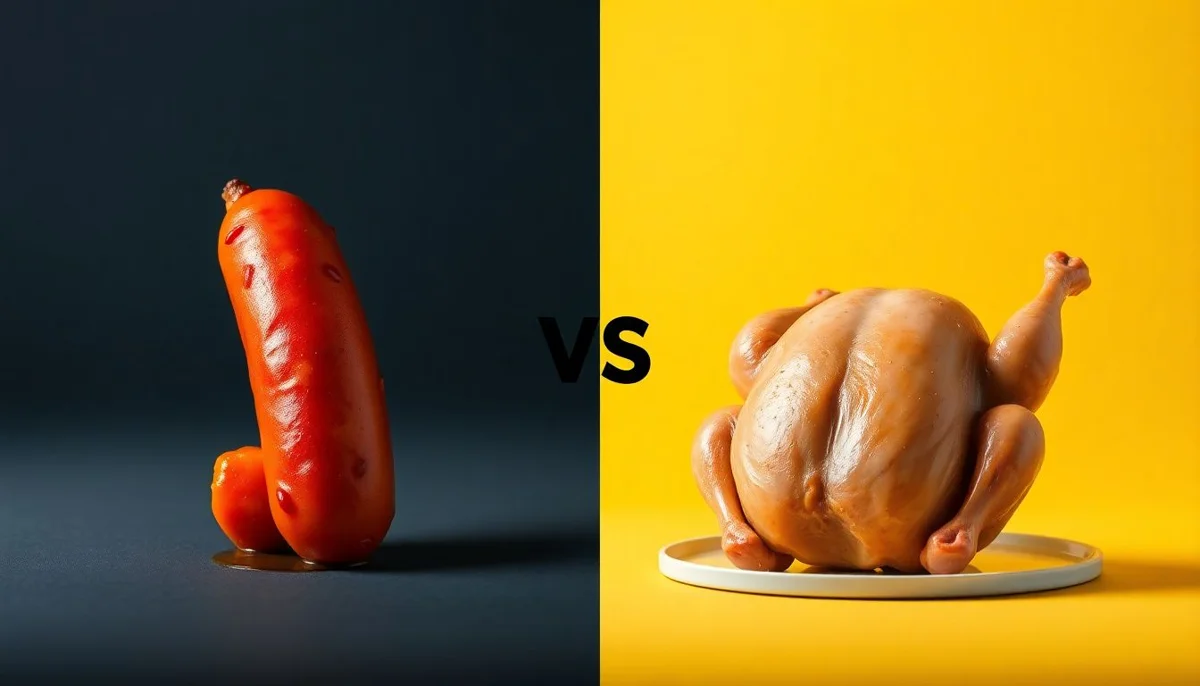 Hot Sausage vs Plant Chicken Pieces