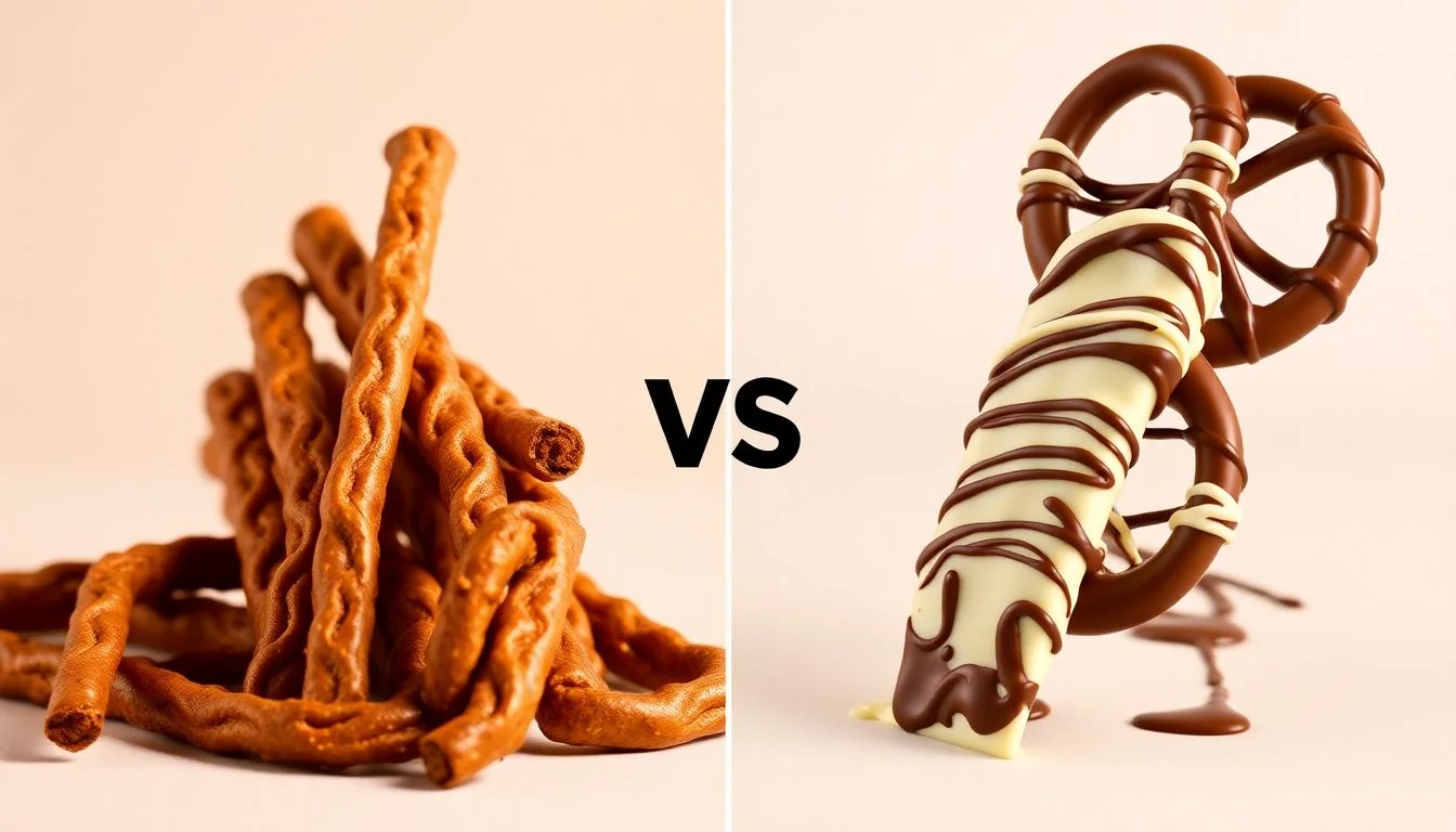 Pretzel Rods vs milk chocolate Dipped Pretzels