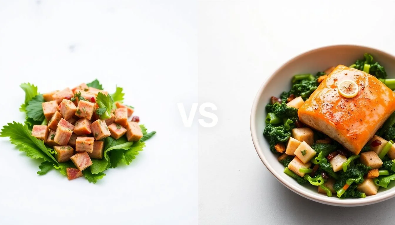 Tuna Salad vs Mediterranean Herb Salmon Bowl